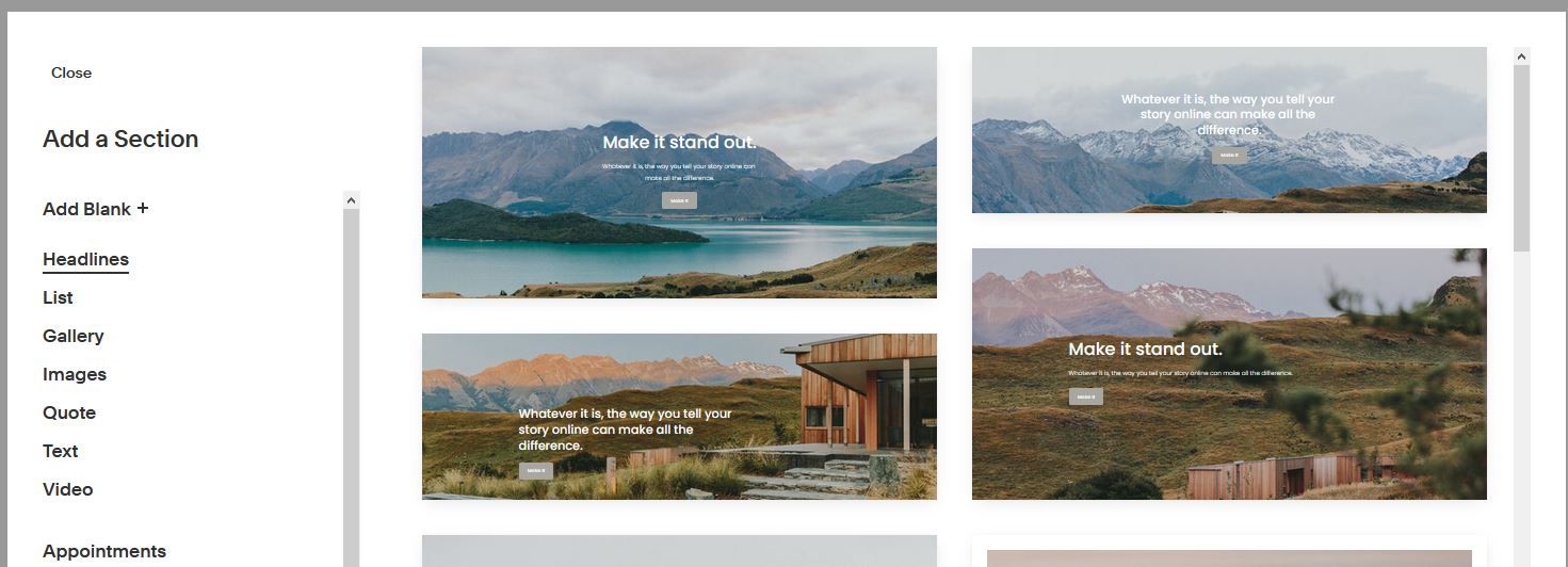 Step 1, add a new blank section