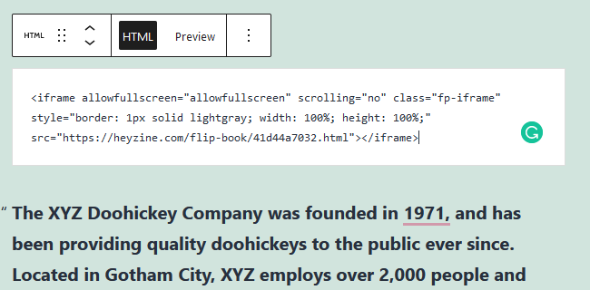 iframe embedded on Wordpress